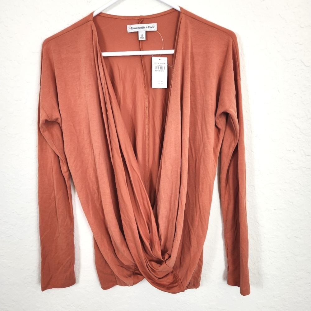 Abercrombie & Fitch | NWT Long Sleeve Draped Top Orange Small
